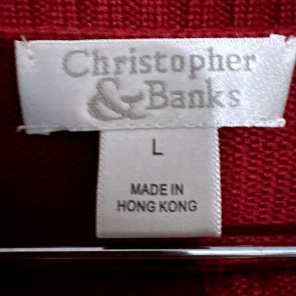 Christopher Banks Red Asymmetrical Cowl Neck Button Detail Sweater Women's Sz L - Picture 4 of 7